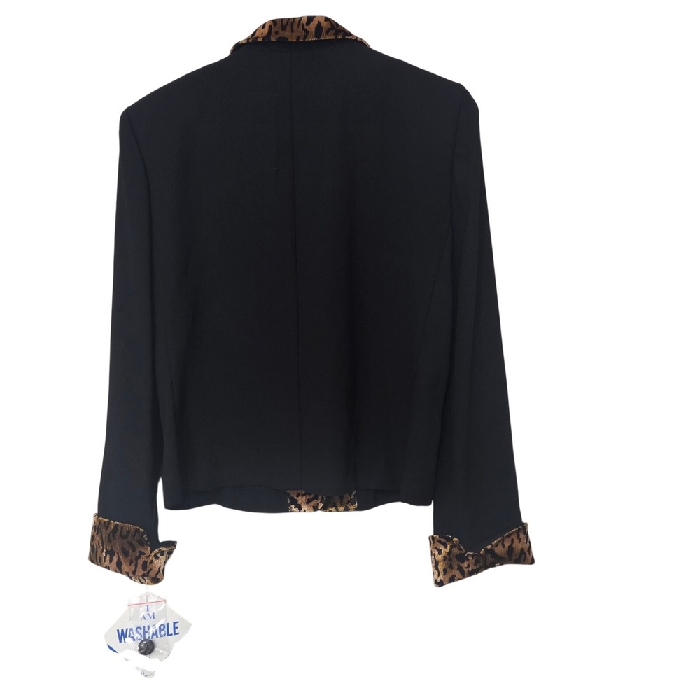 Danny & Nicole Womens Black Leopard Print Trim Blazer Jacket 10P NWT Mob Wife - Picture 4 of 8